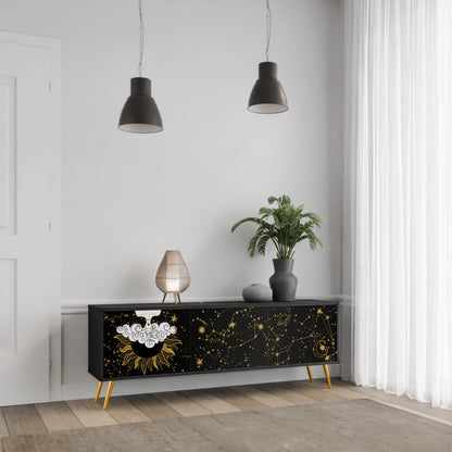 STELLAR CONSTELLATIONS TV-bänk med 3 dörrar i svart finish