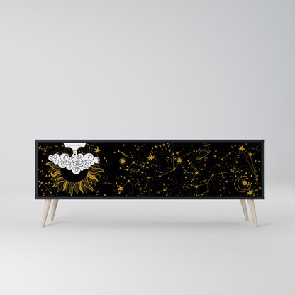 STELLAR CONSTELLATIONS TV-bänk med 3 dörrar i svart finish