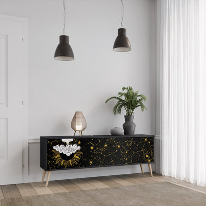 STELLAR CONSTELLATIONS TV-bänk med 3 dörrar i svart finish