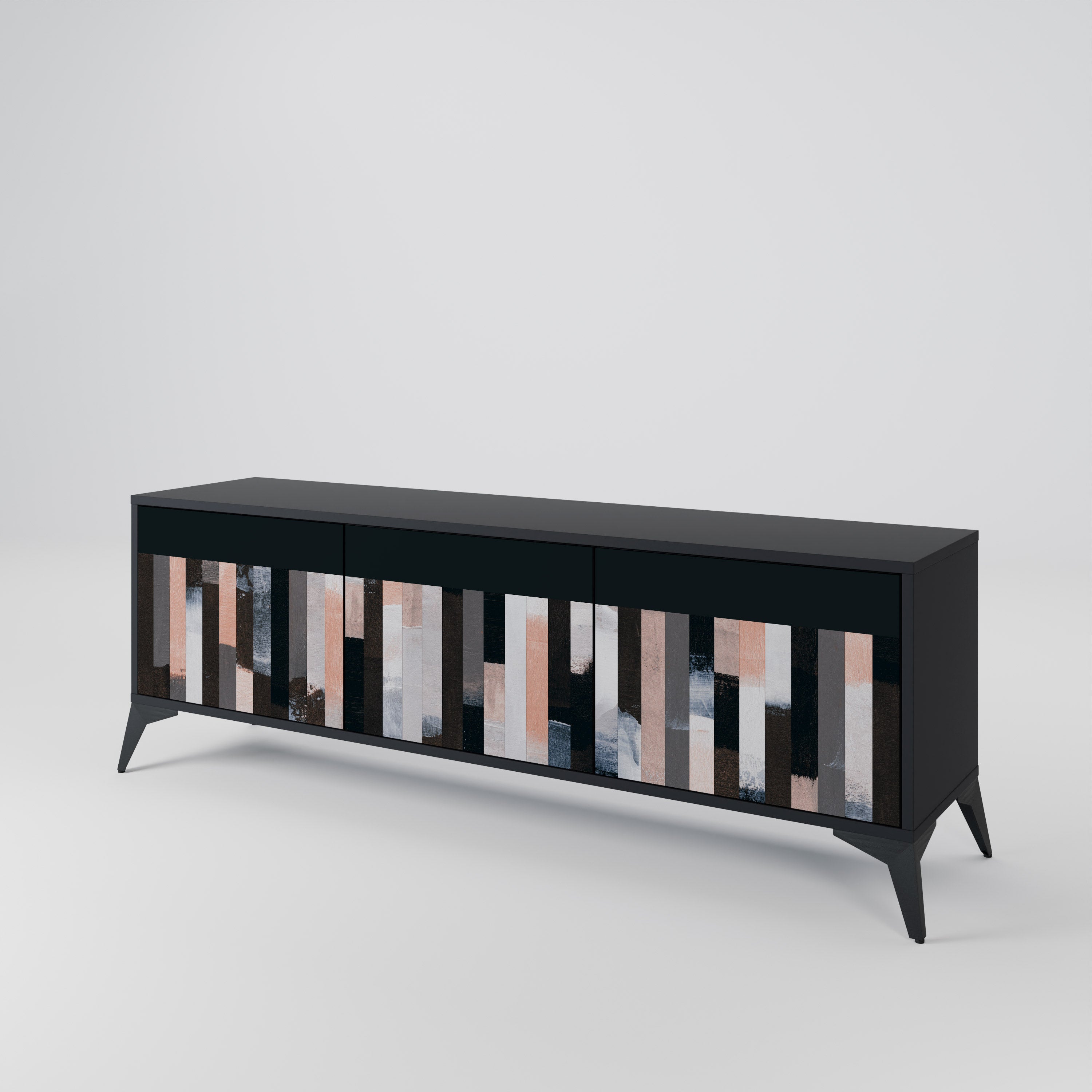 COLLAGE OF RECTANGLES TV-bänk med 3 dörrar