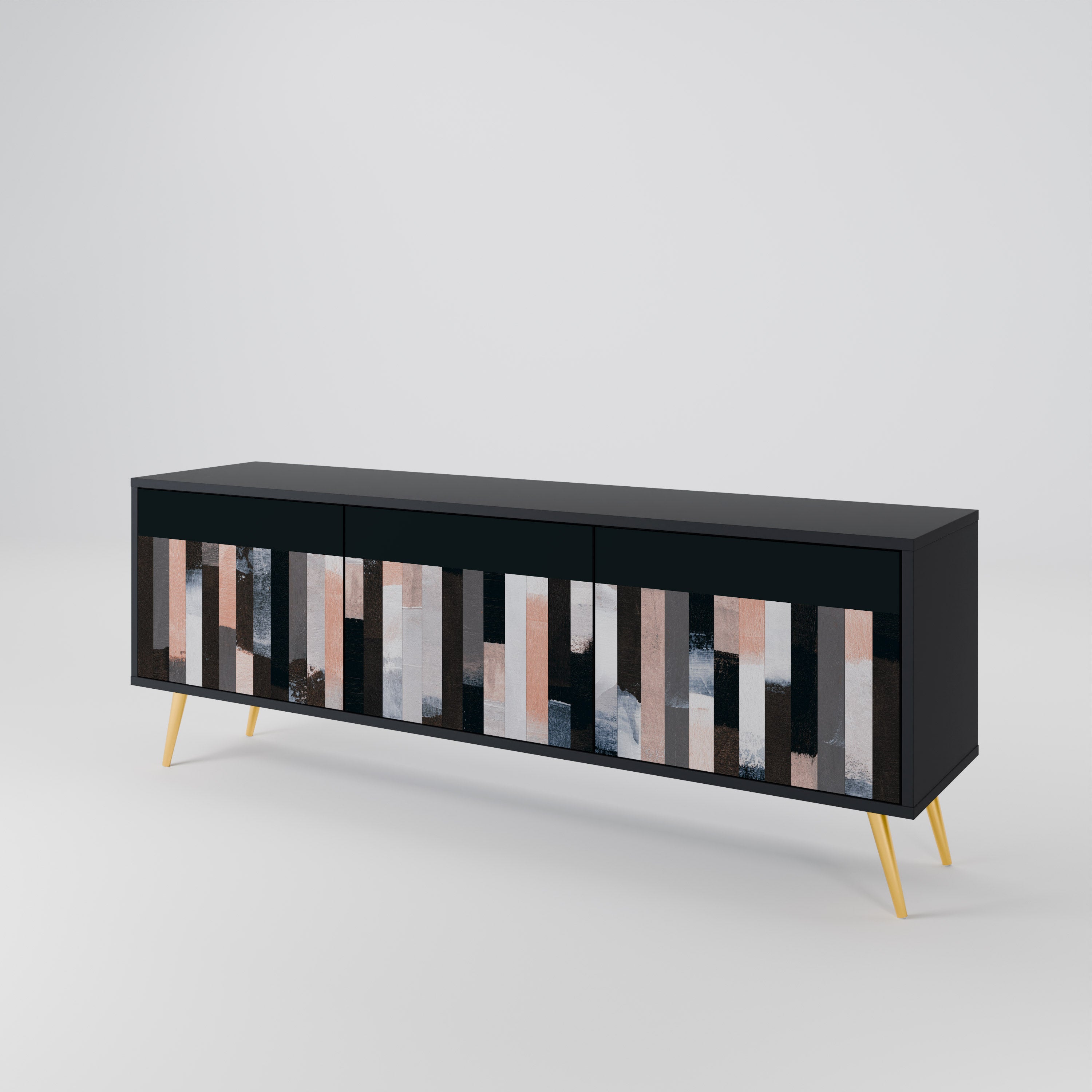 COLLAGE OF RECTANGLES TV-bänk med 3 dörrar