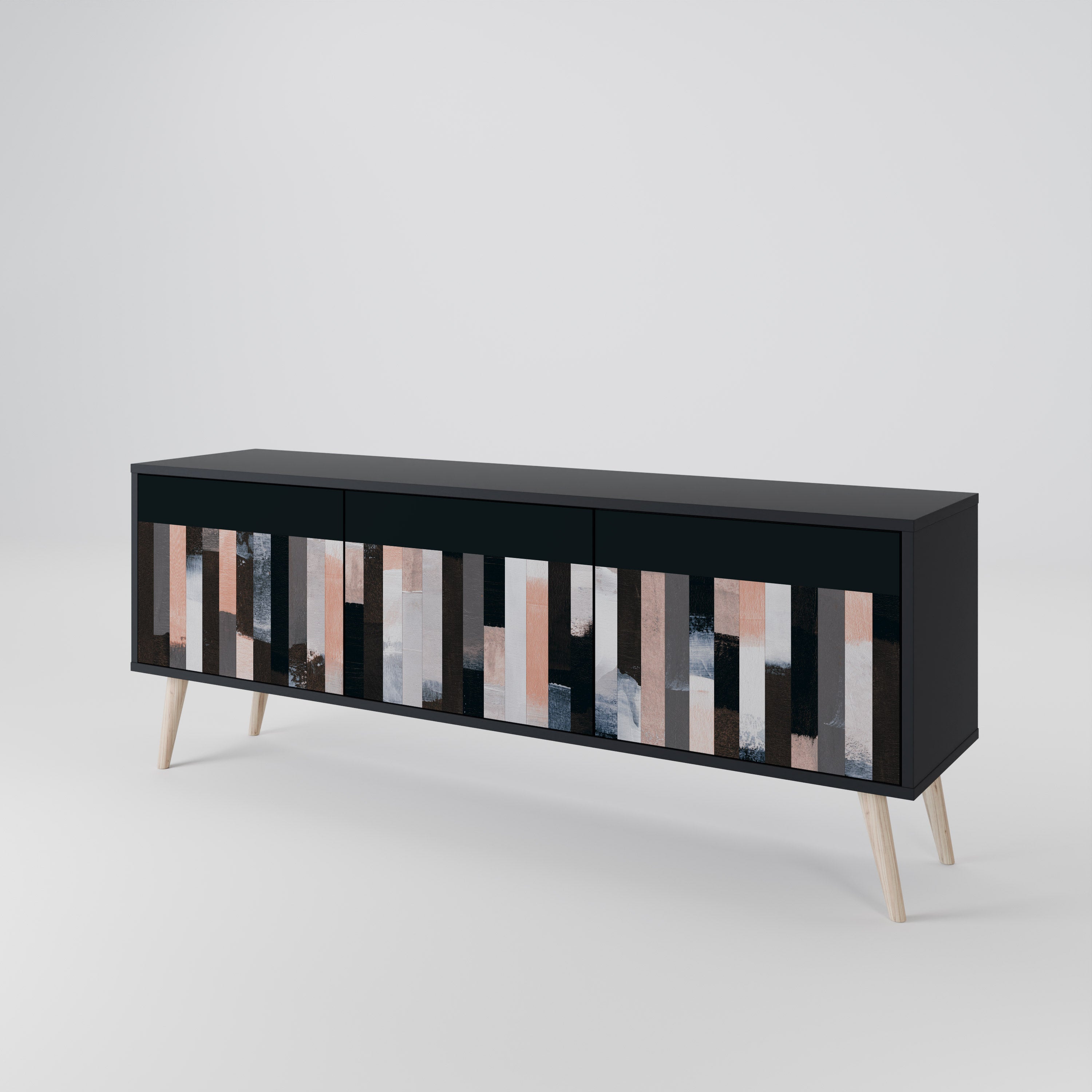 COLLAGE OF RECTANGLES TV-bänk med 3 dörrar