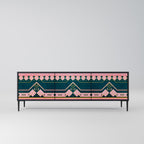 ROYAL COMPOSITION 3-Door TV Stand in Black Finish