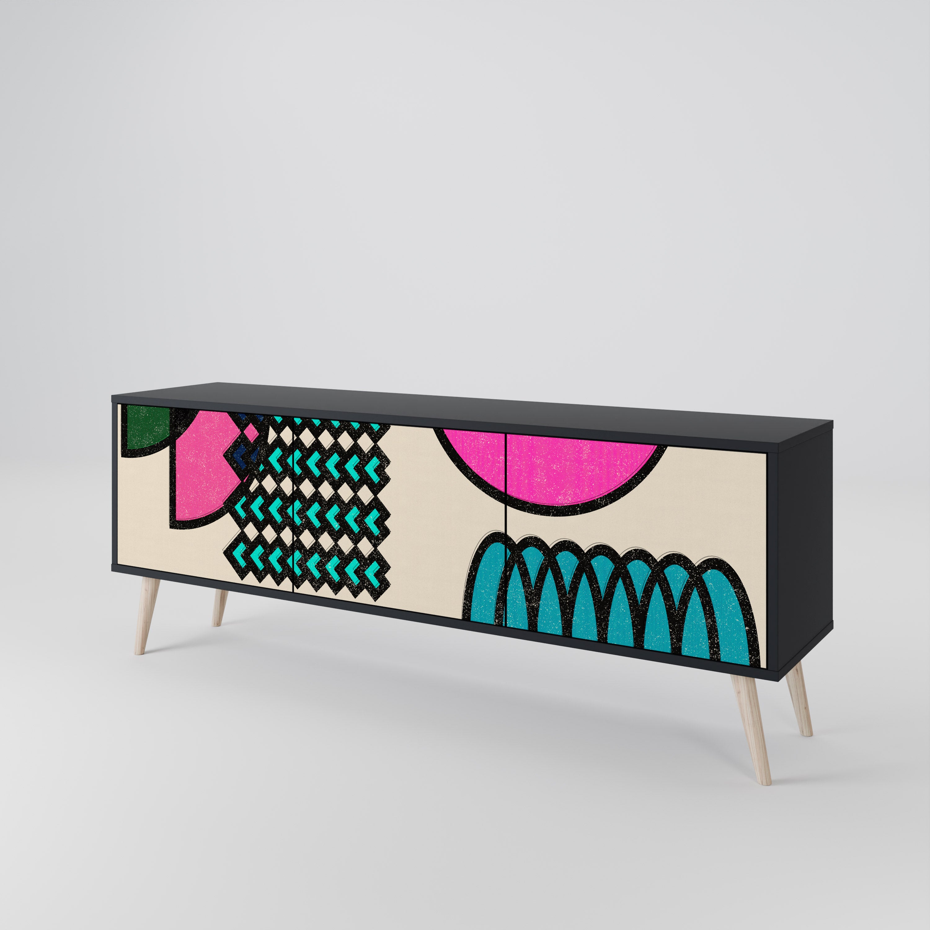GEOMETRIC RHAPSODY TV-bänk med 3 dörrar