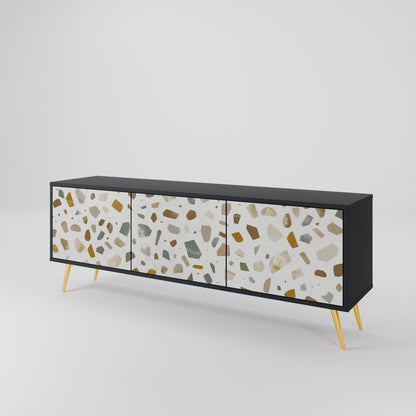 PIECES OF TOMORROW 3-Door TV Stand in Black Finish