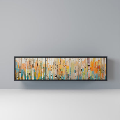 BIRCH KALEIDOSCOPE TV-bänk med 3 dörrar i svart finish