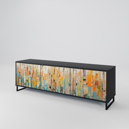 BIRCH KALEIDOSCOPE TV-bänk med 3 dörrar i svart finish