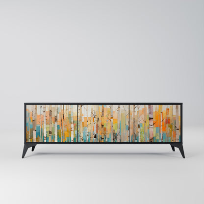 BIRCH KALEIDOSCOPE TV-bänk med 3 dörrar i svart finish
