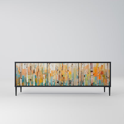 BIRCH KALEIDOSCOPE TV-bänk med 3 dörrar i svart finish