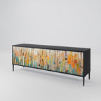 BIRCH KALEIDOSCOPE 3-Door TV Stand in Black Finish