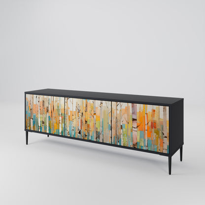 BIRCH KALEIDOSCOPE TV-bänk med 3 dörrar i svart finish