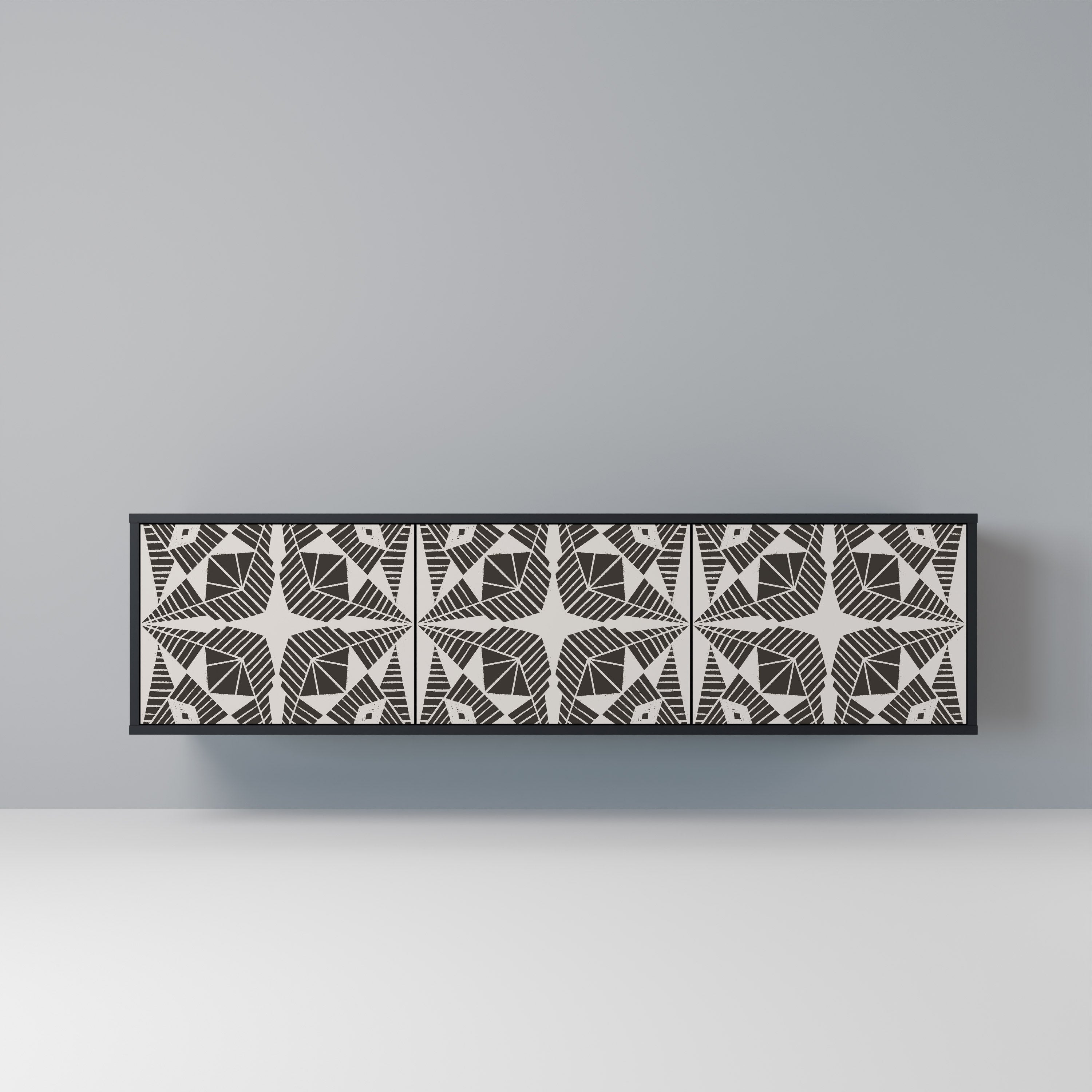 MONOCHROME NEXUS TV-bänk med 3 dörrar i svart finish