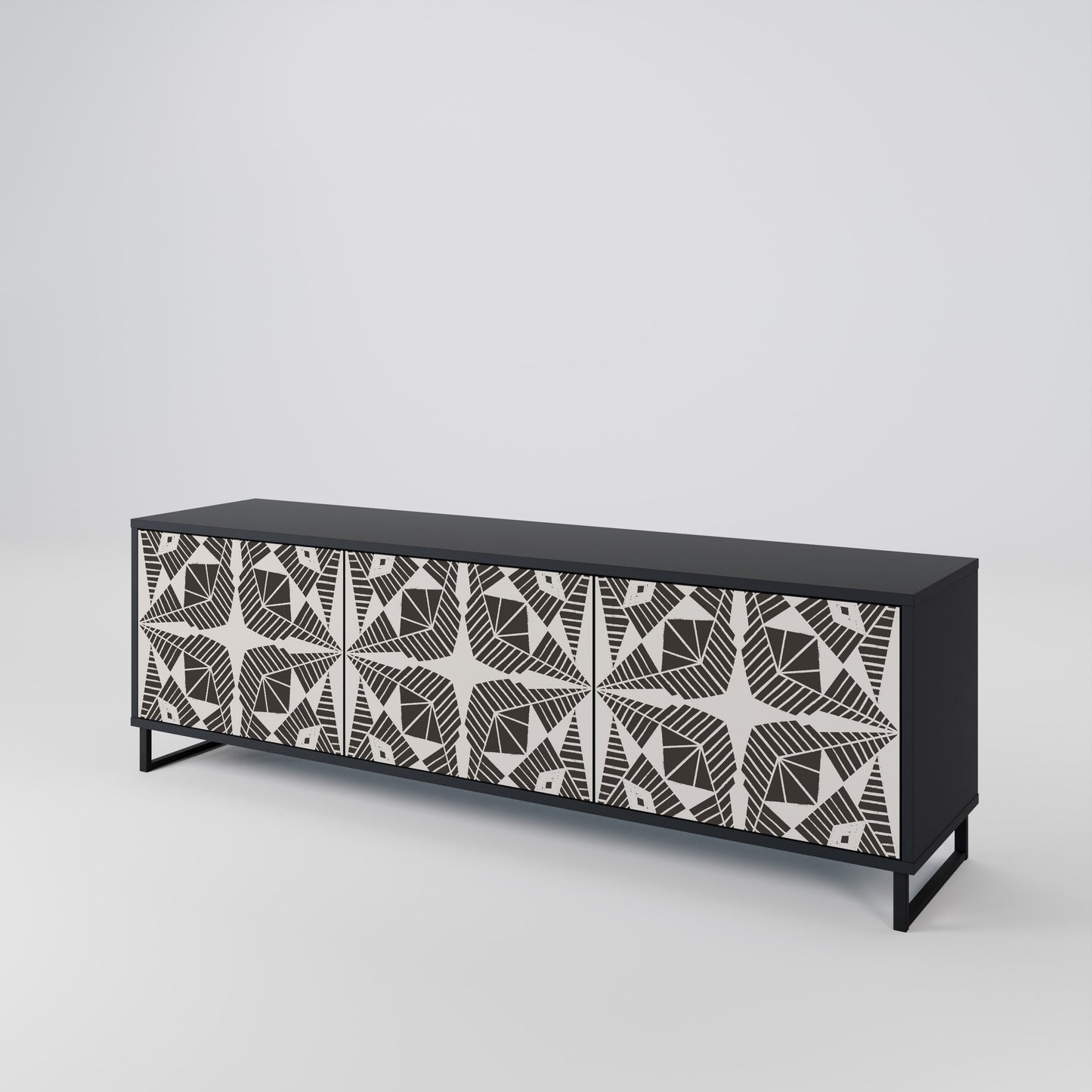 MONOCHROME NEXUS TV-bänk med 3 dörrar i svart finish