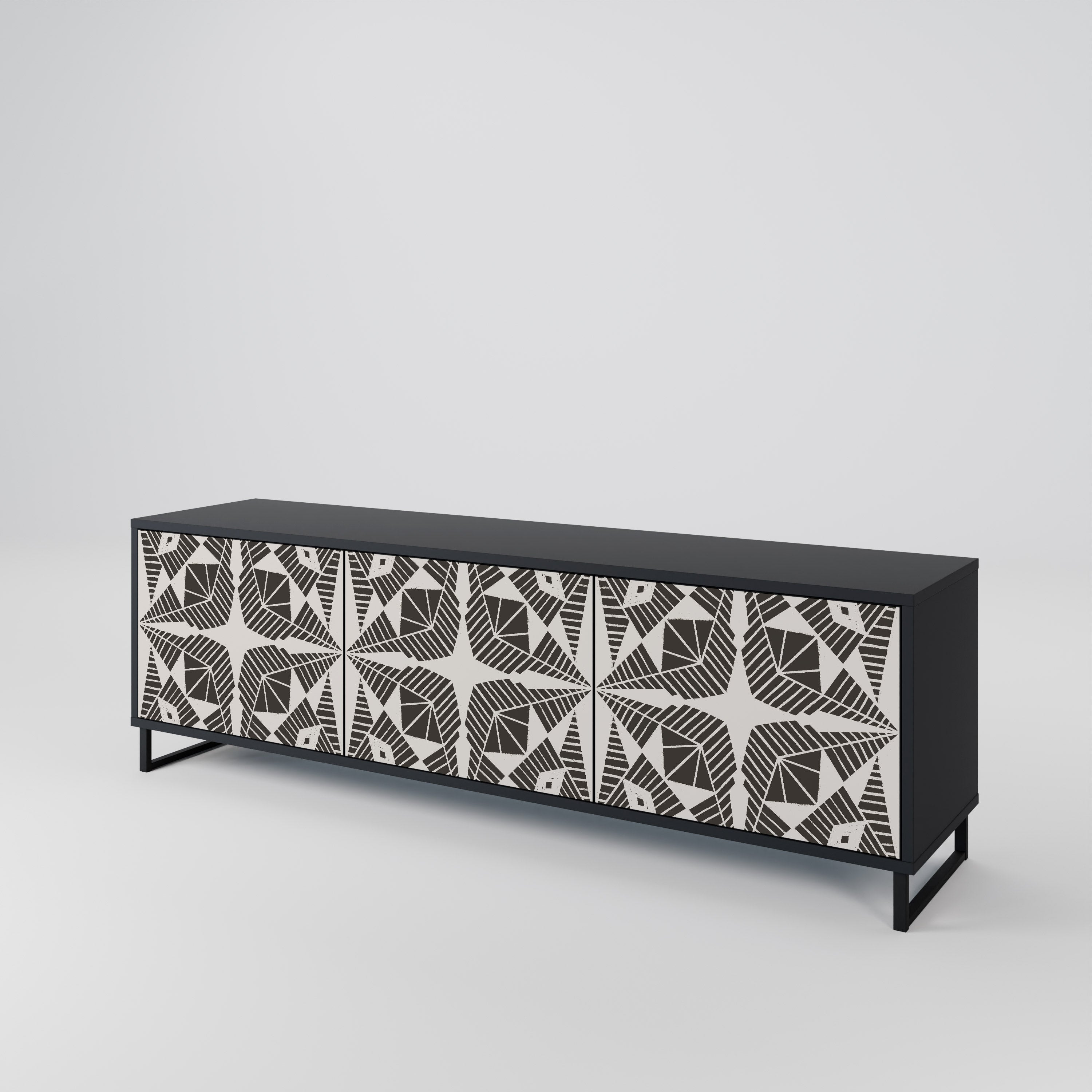 MONOCHROME NEXUS TV-bänk med 3 dörrar i svart finish