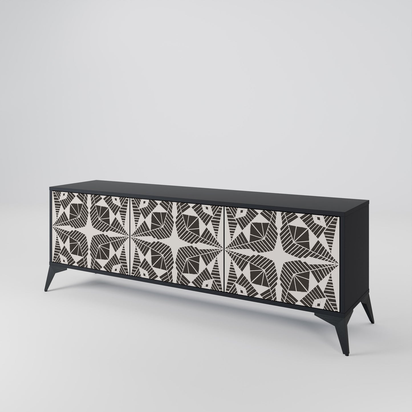 MONOCHROME NEXUS TV-bänk med 3 dörrar i svart finish