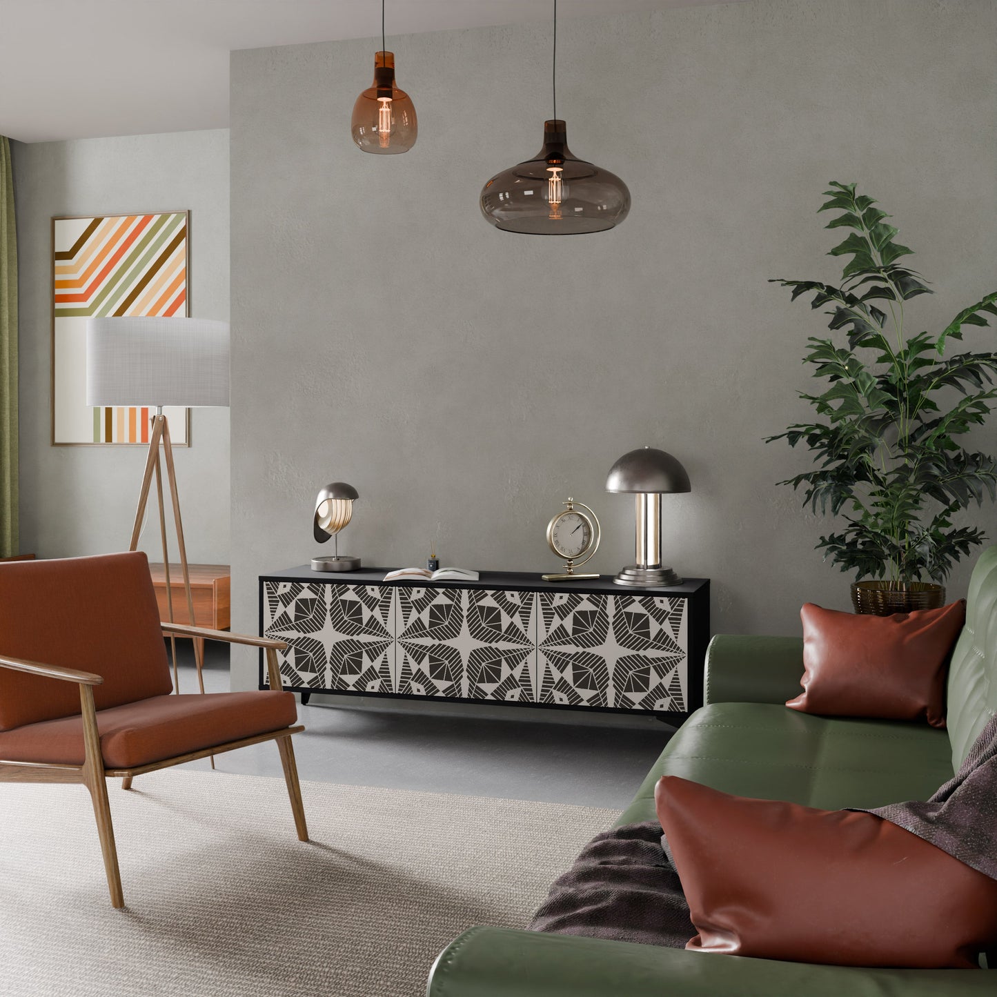 MONOCHROME NEXUS TV-bänk med 3 dörrar i svart finish