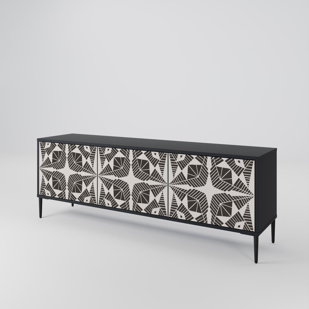 MONOCHROME NEXUS TV-bänk med 3 dörrar i svart finish
