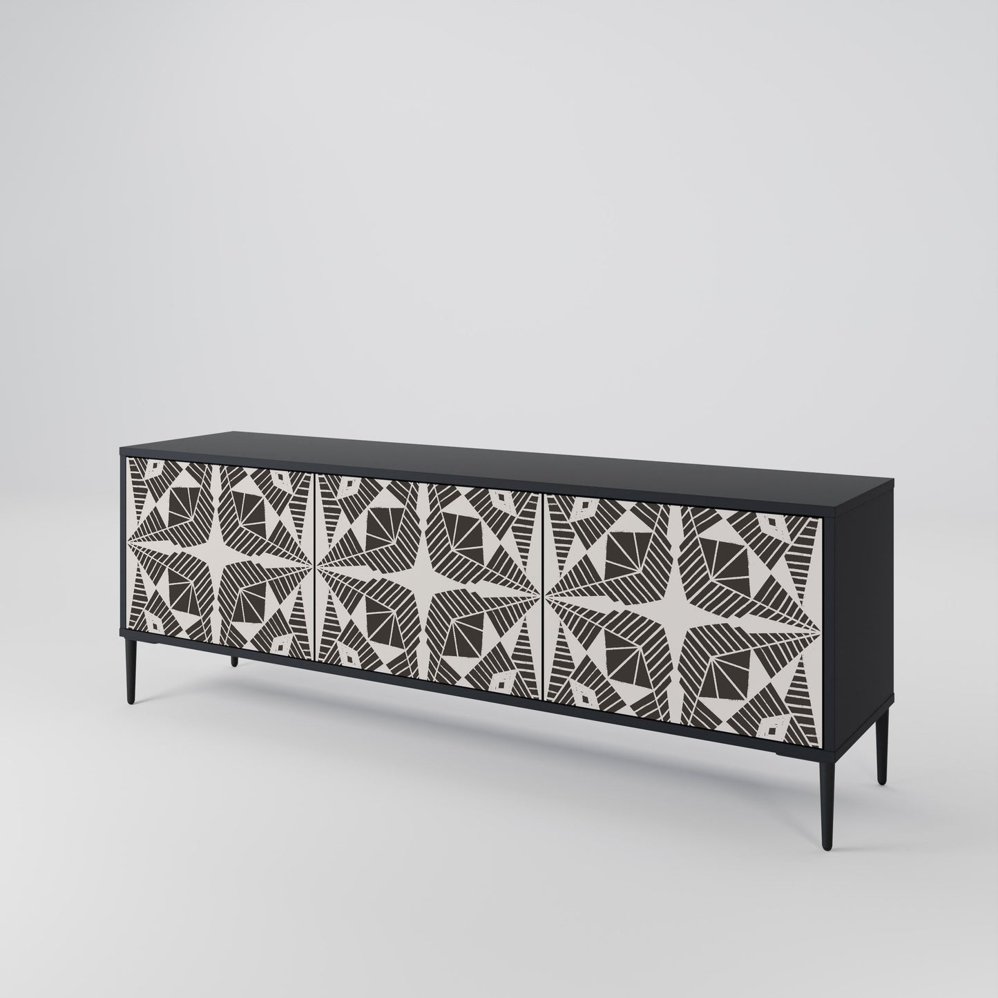 MONOCHROME NEXUS TV-bänk med 3 dörrar i svart finish