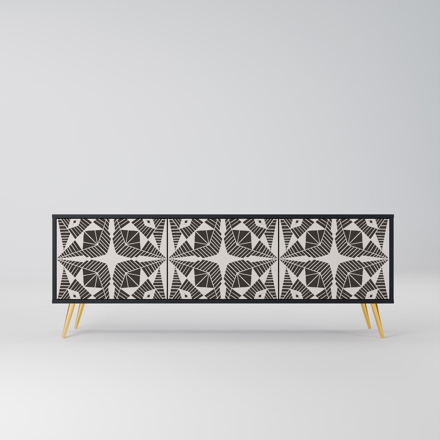 MONOCHROME NEXUS TV-bänk med 3 dörrar i svart finish