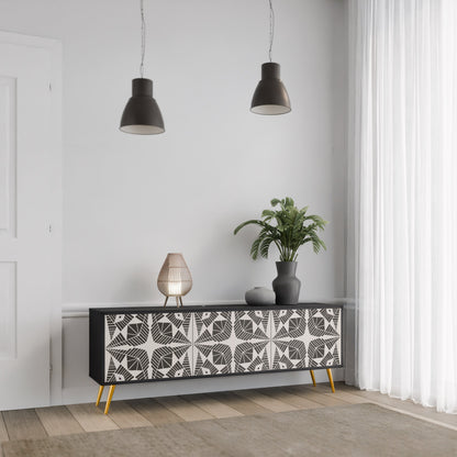 MONOCHROME NEXUS TV-bänk med 3 dörrar i svart finish