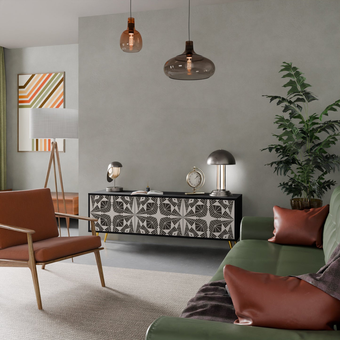 MONOCHROME NEXUS TV-bänk med 3 dörrar i svart finish