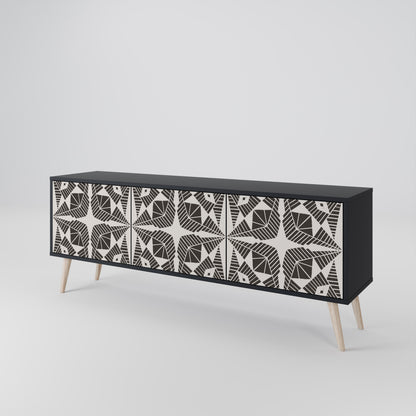 MONOCHROME NEXUS TV-bänk med 3 dörrar i svart finish