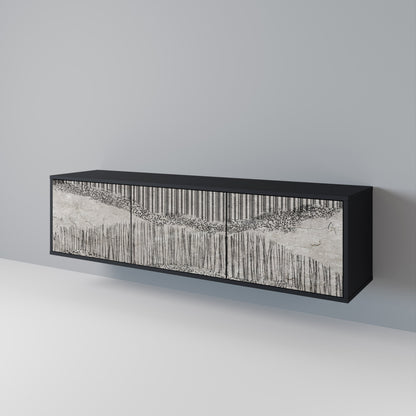 GRAIN LINES TV-bänk med 3 dörrar i svart finish
