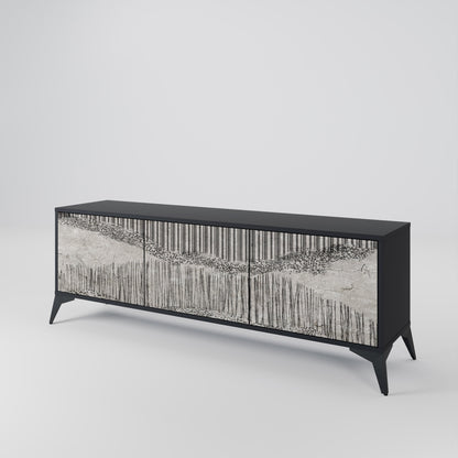 GRAIN LINES TV-bänk med 3 dörrar i svart finish