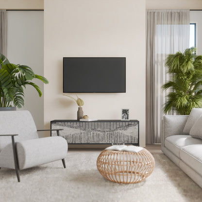 GRAIN LINES TV-bänk med 3 dörrar i svart finish