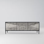 GRAIN LINES 3-Door TV Stand in Black Finish