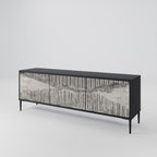 GRAIN LINES 3-Door TV Stand in Black Finish