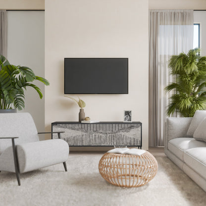 GRAIN LINES TV-bänk med 3 dörrar i svart finish