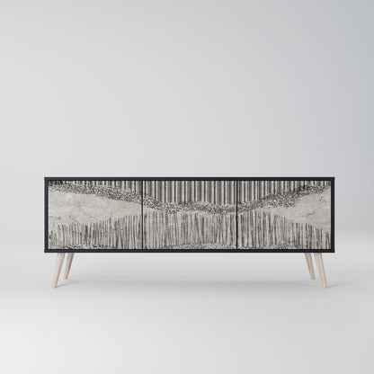 GRAIN LINES TV-bänk med 3 dörrar i svart finish