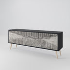 GRAIN LINES 3-Door TV Stand in Black Finish