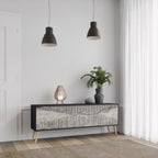 GRAIN LINES 3-Door TV Stand in Black Finish