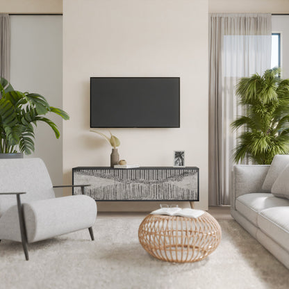GRAIN LINES TV-bänk med 3 dörrar i svart finish