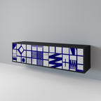 THE RIGHT PLACES 3-Door TV Stand in Black Finish