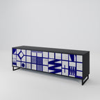 THE RIGHT PLACES 3-Door TV Stand in Black Finish