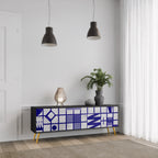 THE RIGHT PLACES 3-Door TV Stand in Black Finish