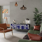 THE RIGHT PLACES 3-Door TV Stand in Black Finish