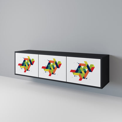 FUTURE SIGN TV-bänk med 3 dörrar i svart finish