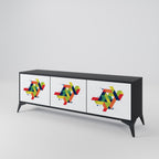 FUTURE SIGN 3-Door TV Stand in Black Finish