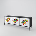 FUTURE SIGN 3-Door TV Stand in Black Finish