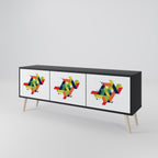 FUTURE SIGN 3-Door TV Stand in Black Finish