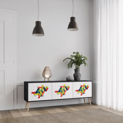 FUTURE SIGN TV-bänk med 3 dörrar i svart finish