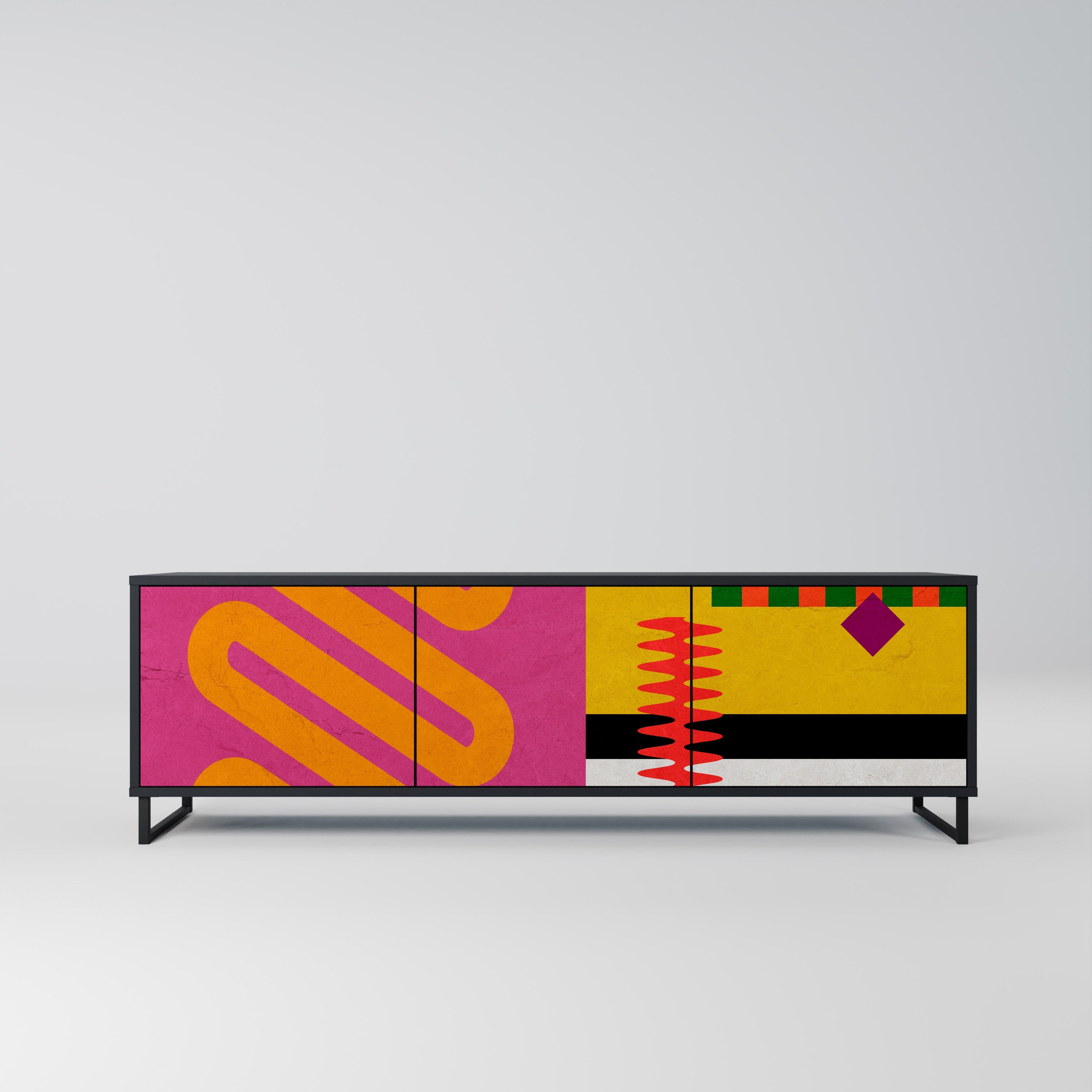 VIVID ART TV-bänk med 3 dörrar i svart finish