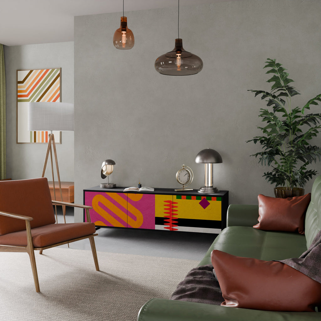 VIVID ART TV-bänk med 3 dörrar i svart finish