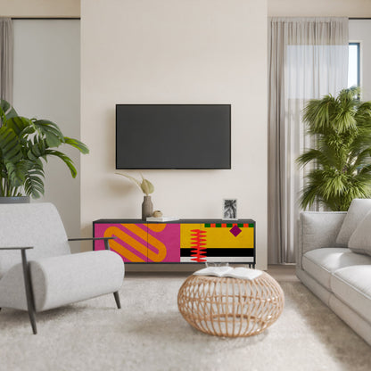 VIVID ART TV-bänk med 3 dörrar i svart finish