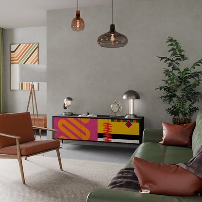 VIVID ART TV-bänk med 3 dörrar i svart finish