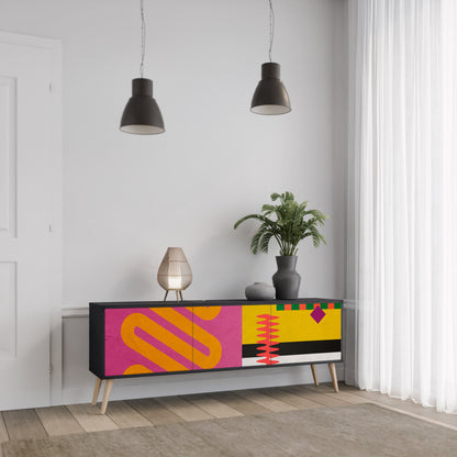 VIVID ART TV-bänk med 3 dörrar i svart finish